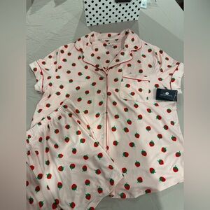 kate spade Pink Strawberry-Print Short Pajama Set